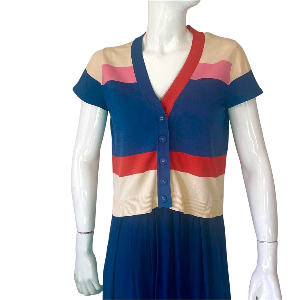 sundei Striped Knit Sweater in Red Blue Cream made in italy